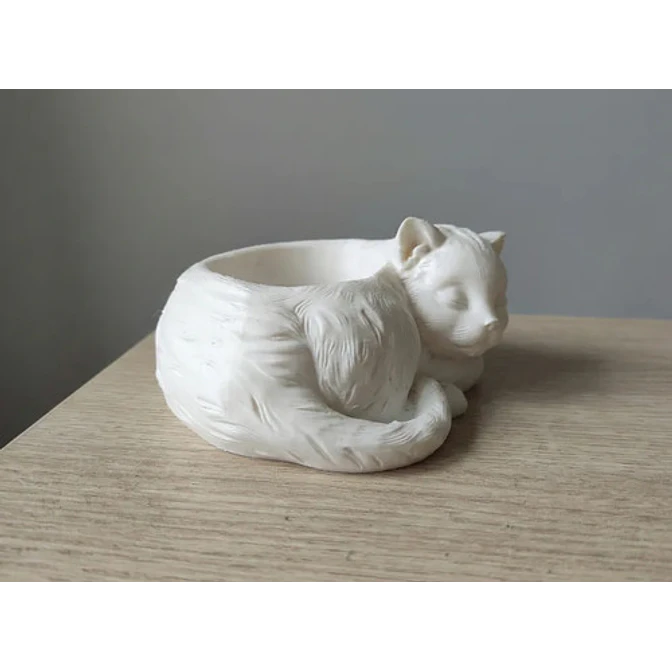 Portalápices- Gato Blanco Durmiente 2