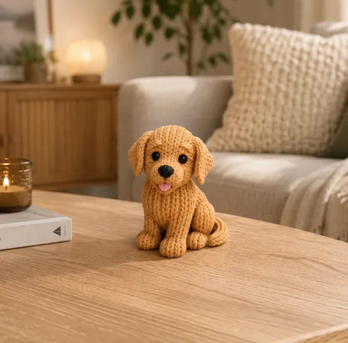 Figura Decorativa Prints Patro- Golden Retriever De Punto