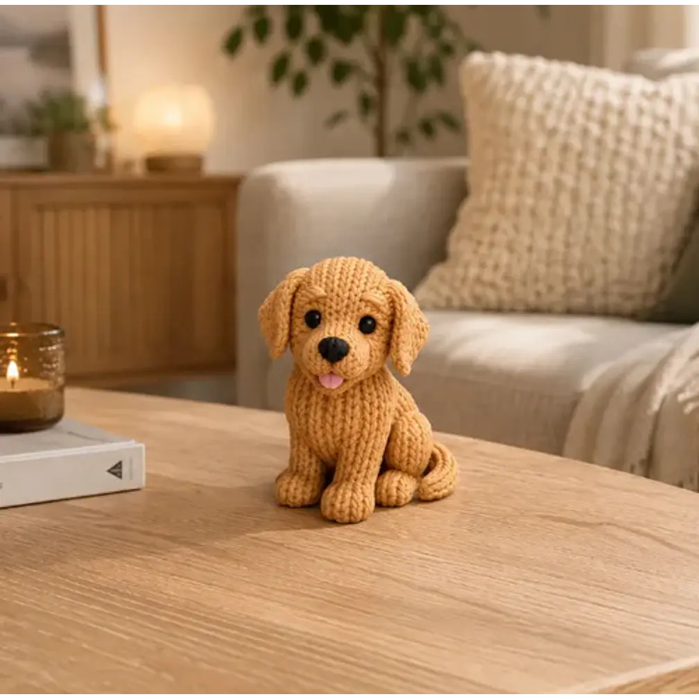 Figura Decorativa Prints Patro- Golden Retriever De Punto 1