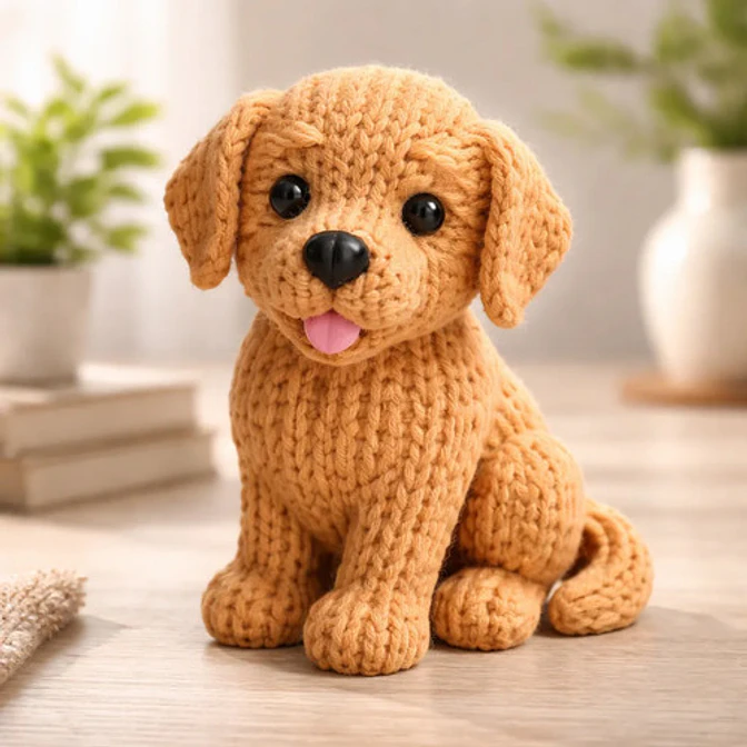 Figura Decorativa Prints Patro- Golden Retriever De Punto 3