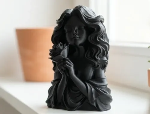 Escultura Decorativa- Niña Y Rosa - Foto 3