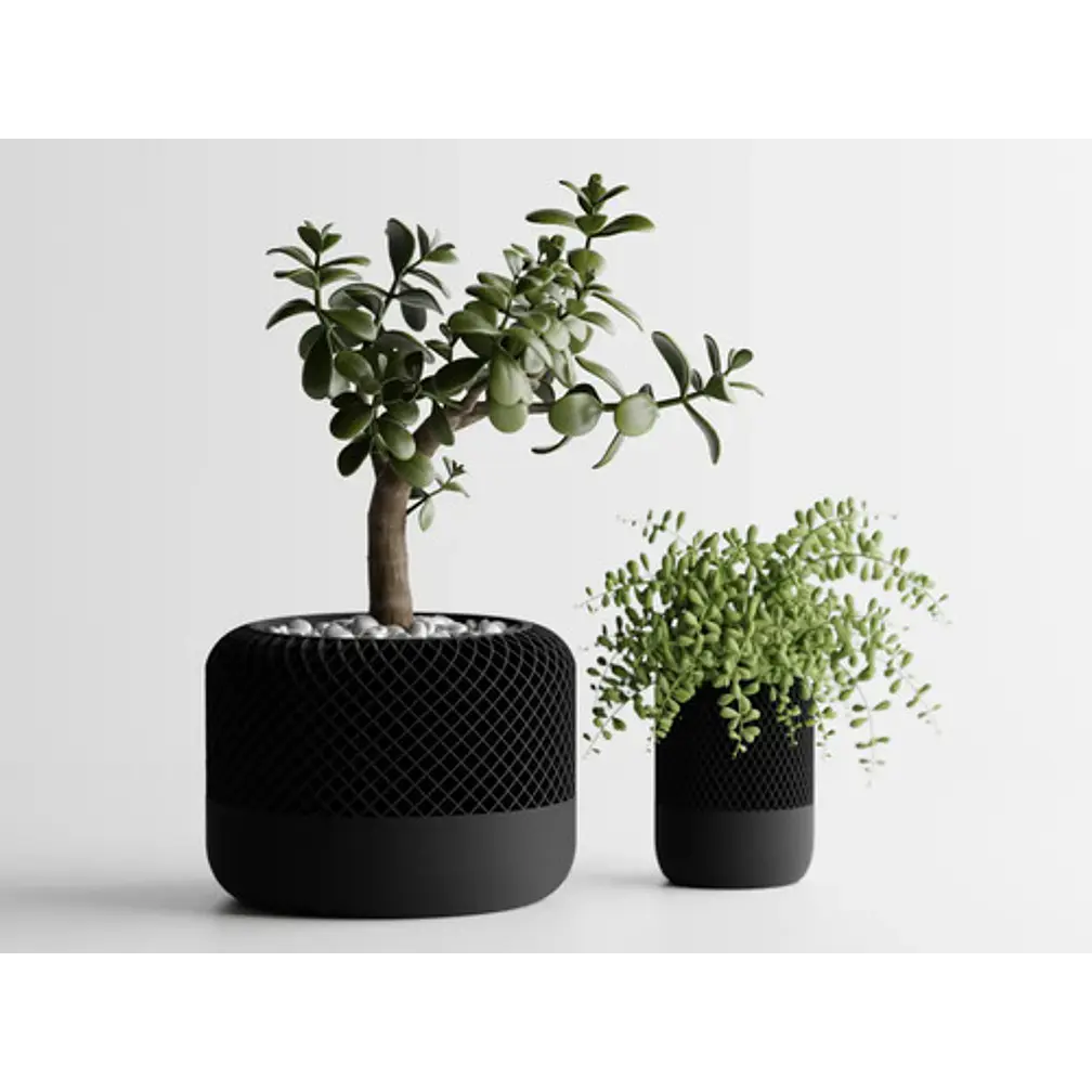 Figura Decorativa Maceta De Plantas Negra 1