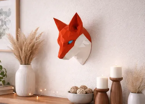 Escultura Decorativa De Pared Prints Patro- Cabeza De Zorro - Foto 4