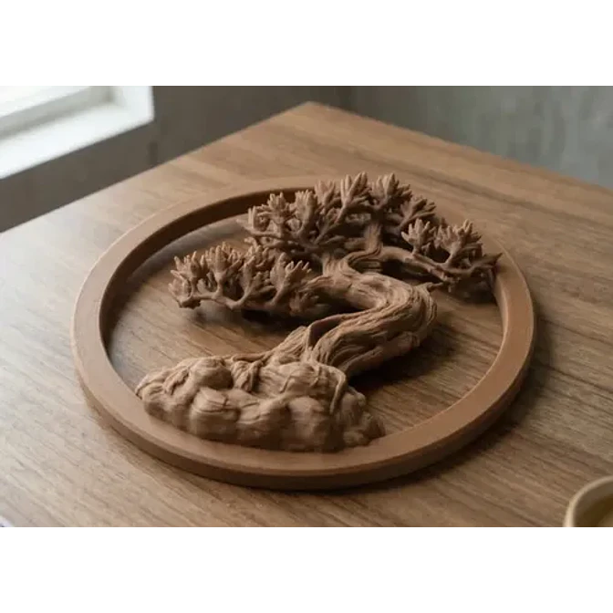 Escultura Decorativa- Bonsái Zen En Relieve 3