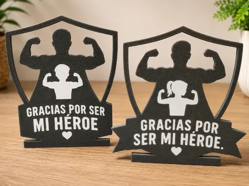 Escultura Decorativa Prints Patro- Papá Héroe Pack De 2 - Foto 5