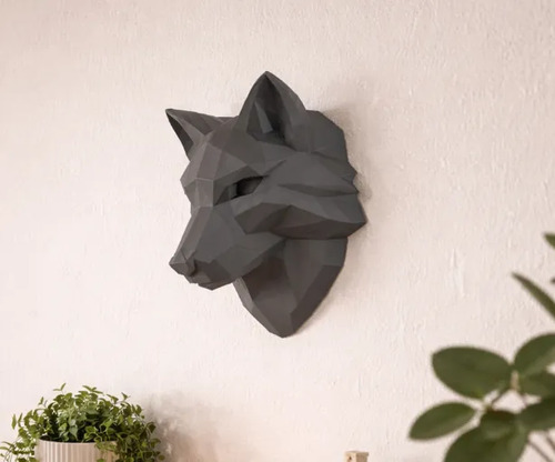 Escultura Decorativa De Pared Prints Patro- Cabeza De Lobo - Foto 3