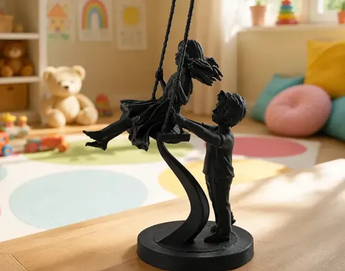 Escultura Decorativa Prints Patro- Niños En Columpio - Foto 2