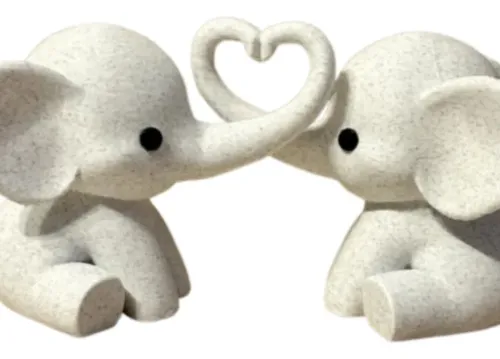 Escultura Decorativa Prints Patro - Elefantes Corazón