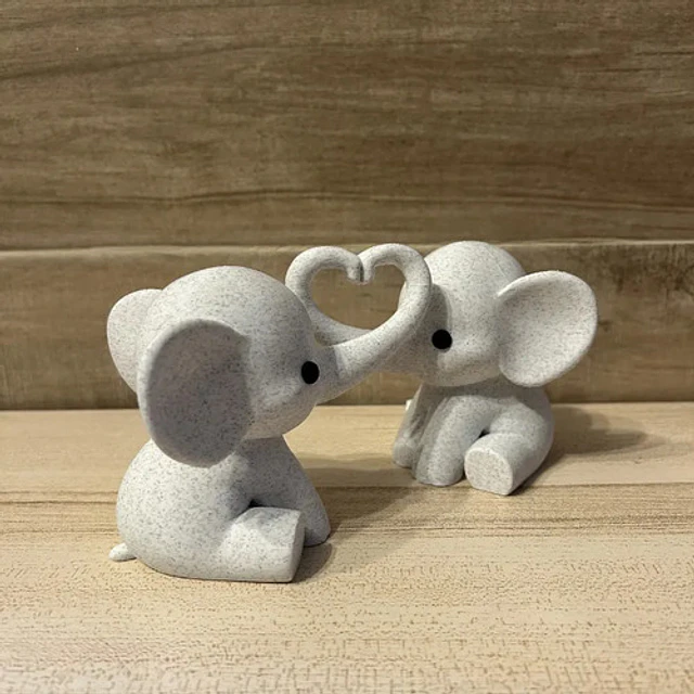 Escultura Decorativa Prints Patro - Elefantes Corazón