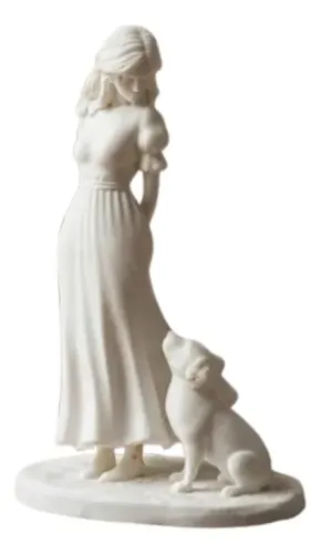 Escultura Decorativa Prints Patro- Niña Y Su Perro