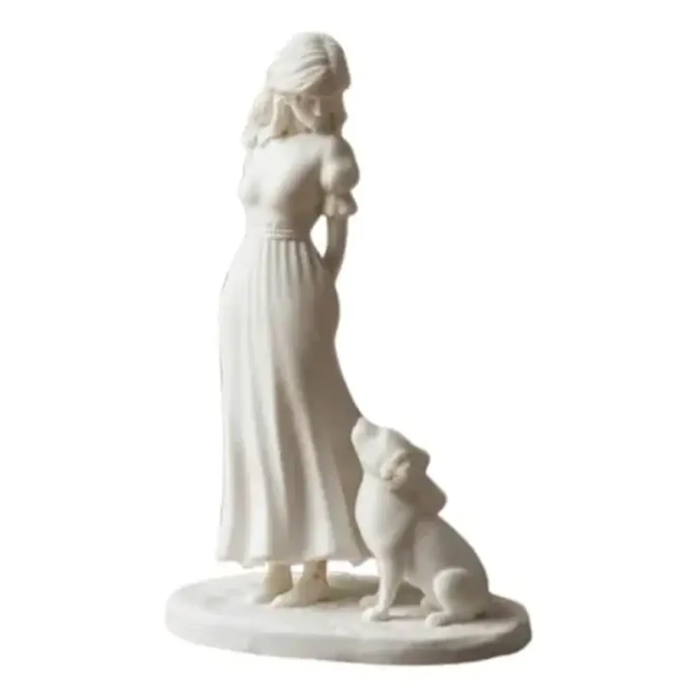 Escultura Decorativa Prints Patro- Niña Y Su Perro 1