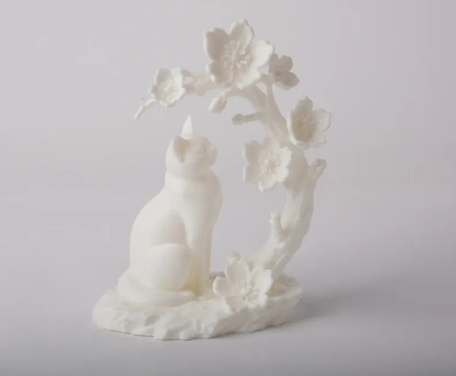 Escultura Decorativa Prints Patro- Gato Con Flores De Cerezo - Foto 3