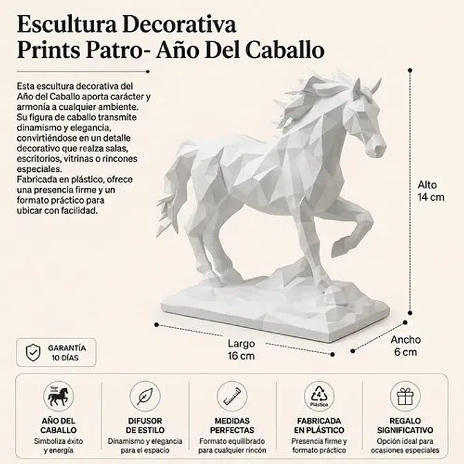 Escultura Decorativa Prints Patro-  Año Del Caballo 5