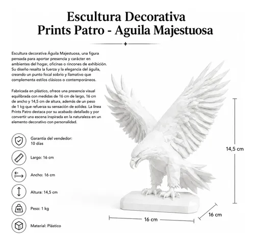 Escultura Decorativa Prints Patro- Águila Majestuosa - Foto 4