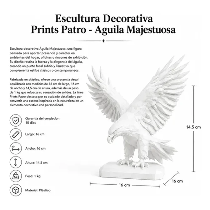 Escultura Decorativa Prints Patro- Águila Majestuosa 4