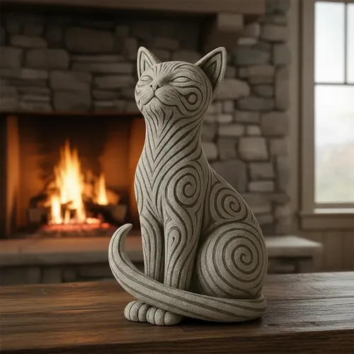 Escultura Elegante Prints Patro - Gato Tribal - Foto 5
