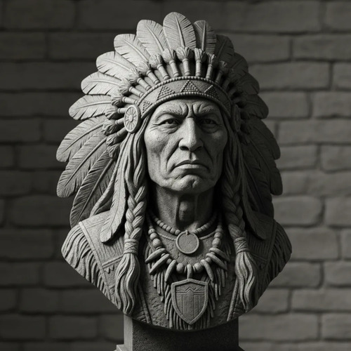 Escultura Elegante Prints Patro - Busto Jefe Indio - Foto 2