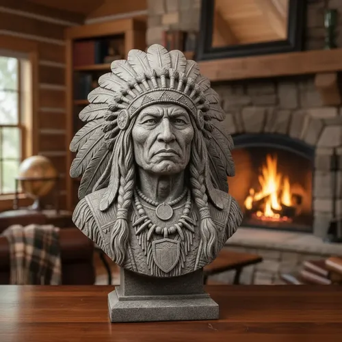 Escultura Elegante Prints Patro - Busto Jefe Indio - Foto 3