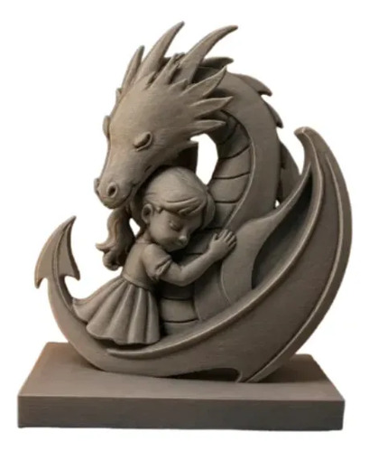 Escultura Decorativa Prints Patro- Abrazo Niña Y Dragón