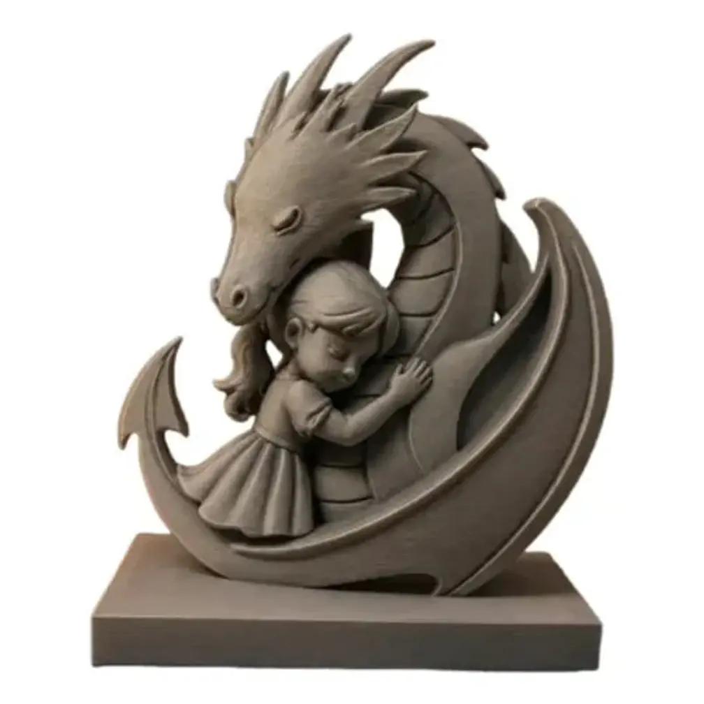 Escultura Decorativa Prints Patro- Abrazo Niña Y Dragón 1