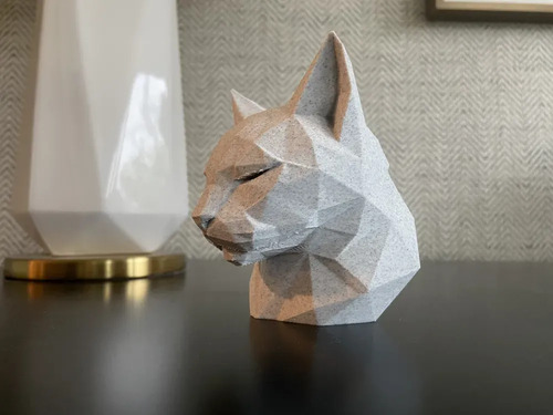 Escultura Elegante Prints Patro - Minimalista De Cabeza Gato - Foto 3