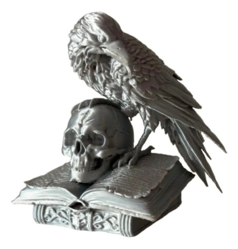 Figura Decorativa Prints  - Cráneo Gótico Y Libro Antiguo