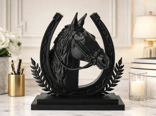 Escultura Decorativa Caballo Herradura Prints Patro