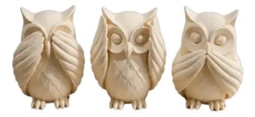 Escultura Decorativa Prints Patro- 3 Búhos Sabios