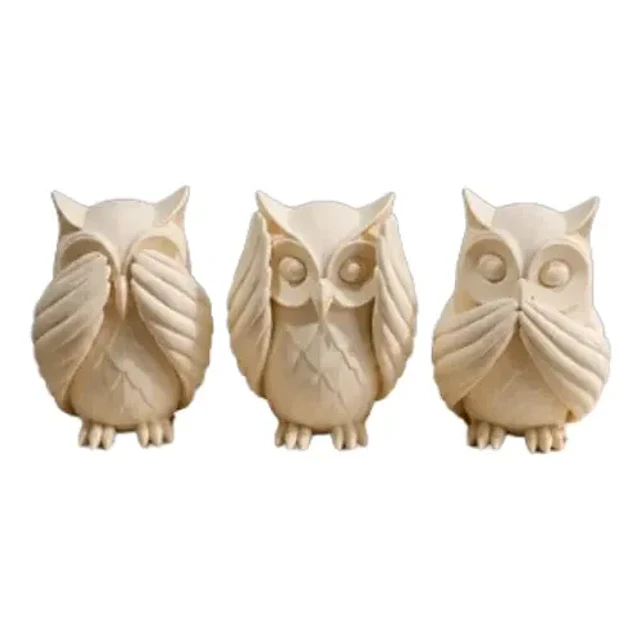 Escultura Decorativa Prints Patro- 3 Búhos Sabios