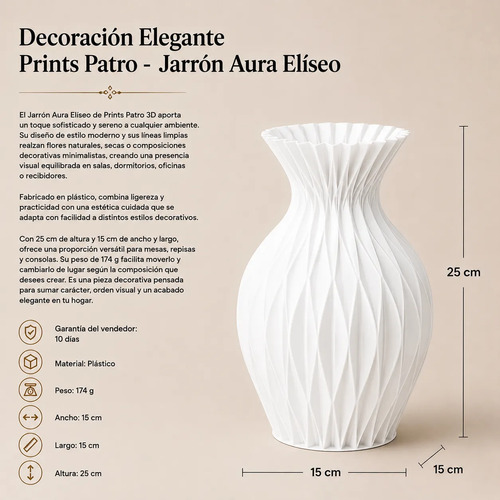 Decoración Elegante Prints Patro - Jarrón Aura Elíseo - Foto 6