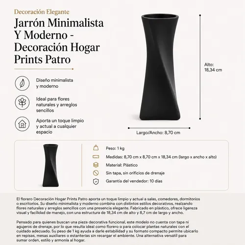 Jarrón Minimalista Y Moderno - Decoración Hogar Prints Patro - Foto 4
