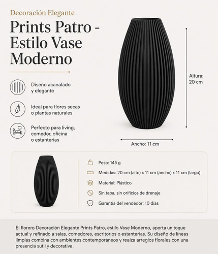 Decoración Elegante Prints Patro - Estilo Vase Moderno - Foto 5