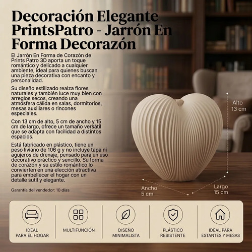 Decoración Elegante Prints Patro - Jarrón En Forma Decorazón - Foto 5