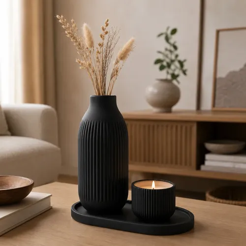 Bandeja, Florero Y Soporte De Vela - Decoración Minimalista - Foto 2