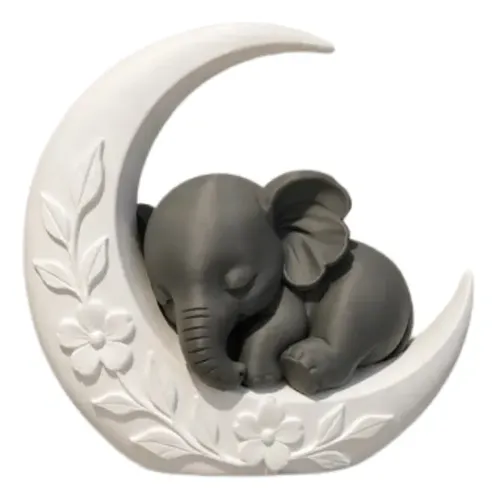 Escultura Elegante Prints Patro -bebé Elefante Sobre La Luna