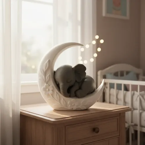 Escultura Elegante Prints Patro -bebé Elefante Sobre La Luna - Foto 3