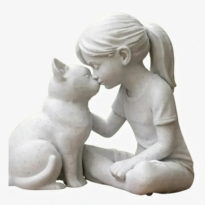 Figura Decorativa Prints Patro - Estilo Niña Con Gatito 1