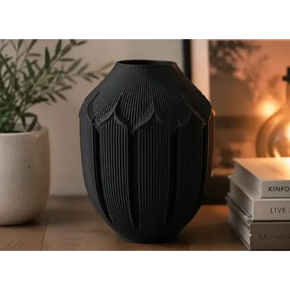 Decoración Hogar Prints Patro - Jarrón Negro Acanalado 3