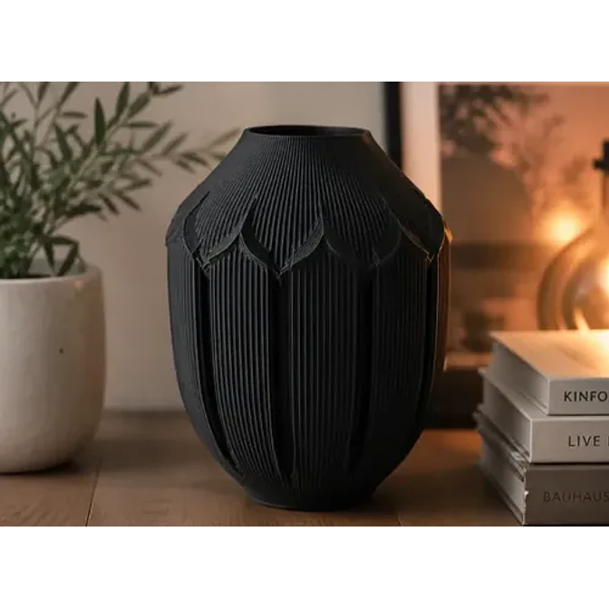 Decoración Hogar Prints Patro - Jarrón Negro Acanalado 3