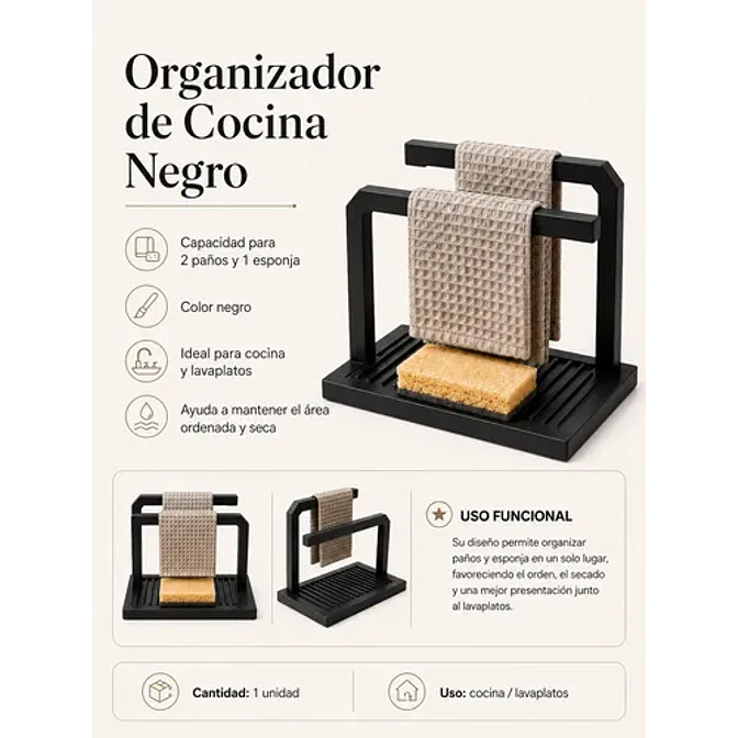 Organizador De Lavaplatos Porta Esponja Y Paños 2