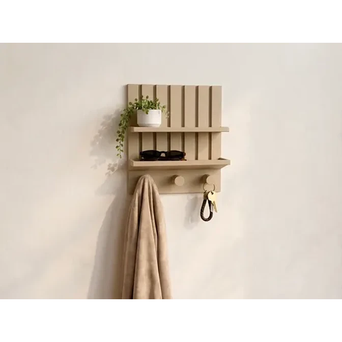 Organizador Entrada Con Panel De Madera Ganchos Para Llaves 3