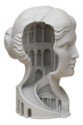 Escultura Elegante Prints Patro - Busto Con Palacio Oculto