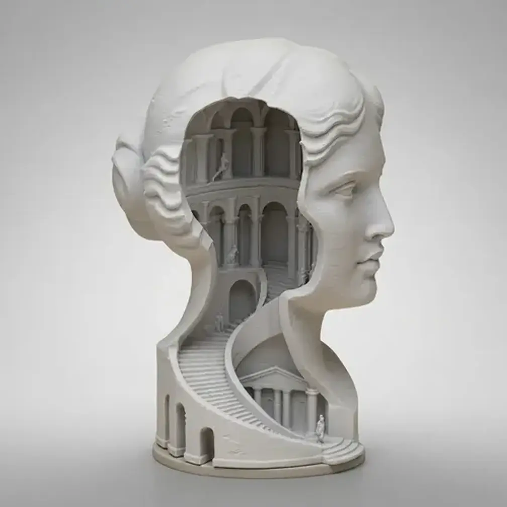 Escultura Elegante Prints Patro - Busto Con Palacio Oculto 2