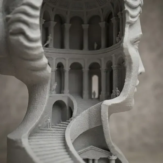 Escultura Elegante Prints Patro - Busto Con Palacio Oculto 3