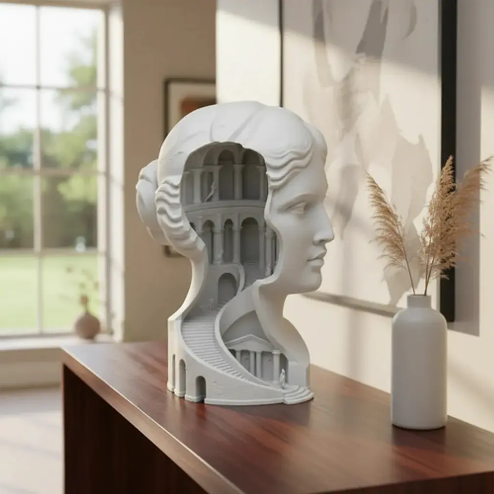 Escultura Elegante Prints Patro - Busto Con Palacio Oculto 4