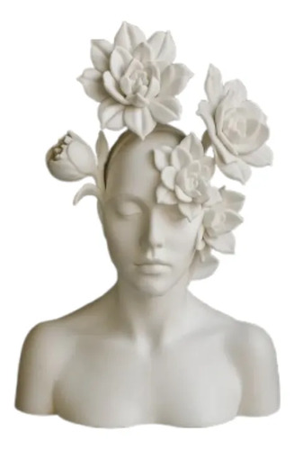 Escultura Elegante Prints Patro -bustocon Flores Floreciendo