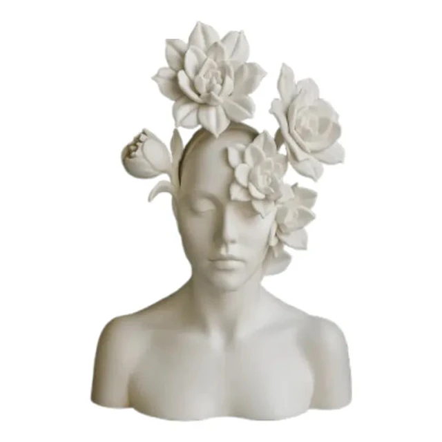 Escultura Elegante Prints Patro -bustocon Flores Floreciendo