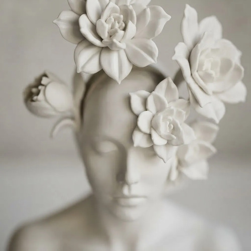 Escultura Elegante Prints Patro -bustocon Flores Floreciendo - Foto 3