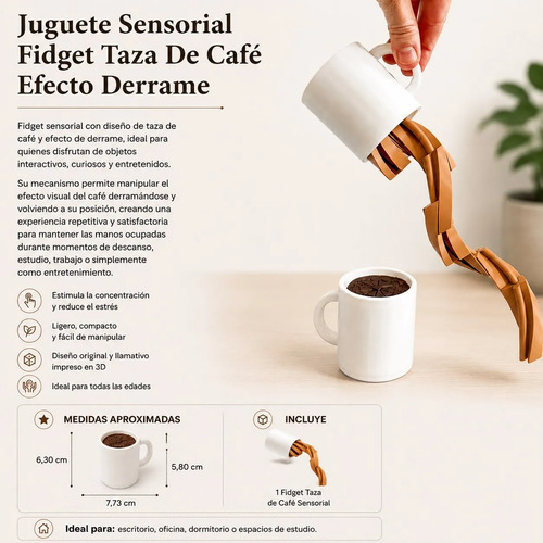 Juguete Sensorial Fidget Taza De Café Efecto Derrame - Foto 4