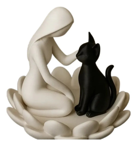 Escultura Elegante Prints Patro - Estilo De Mujer Y Gato
